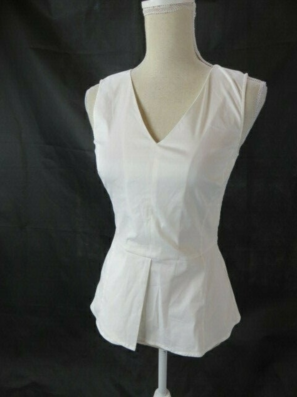 Theory White V-Neck Peplum Camisole